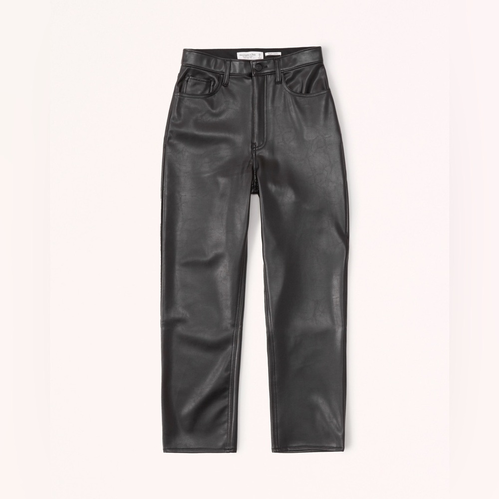 Abercrombie & Fitch Women's The Ankle Straight Ultra High Rise Leather Pants [S]